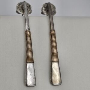 RLM SOHO Robert Lee Morris Silver Tone Brass Wire Wrap Modernist Drop Earrings